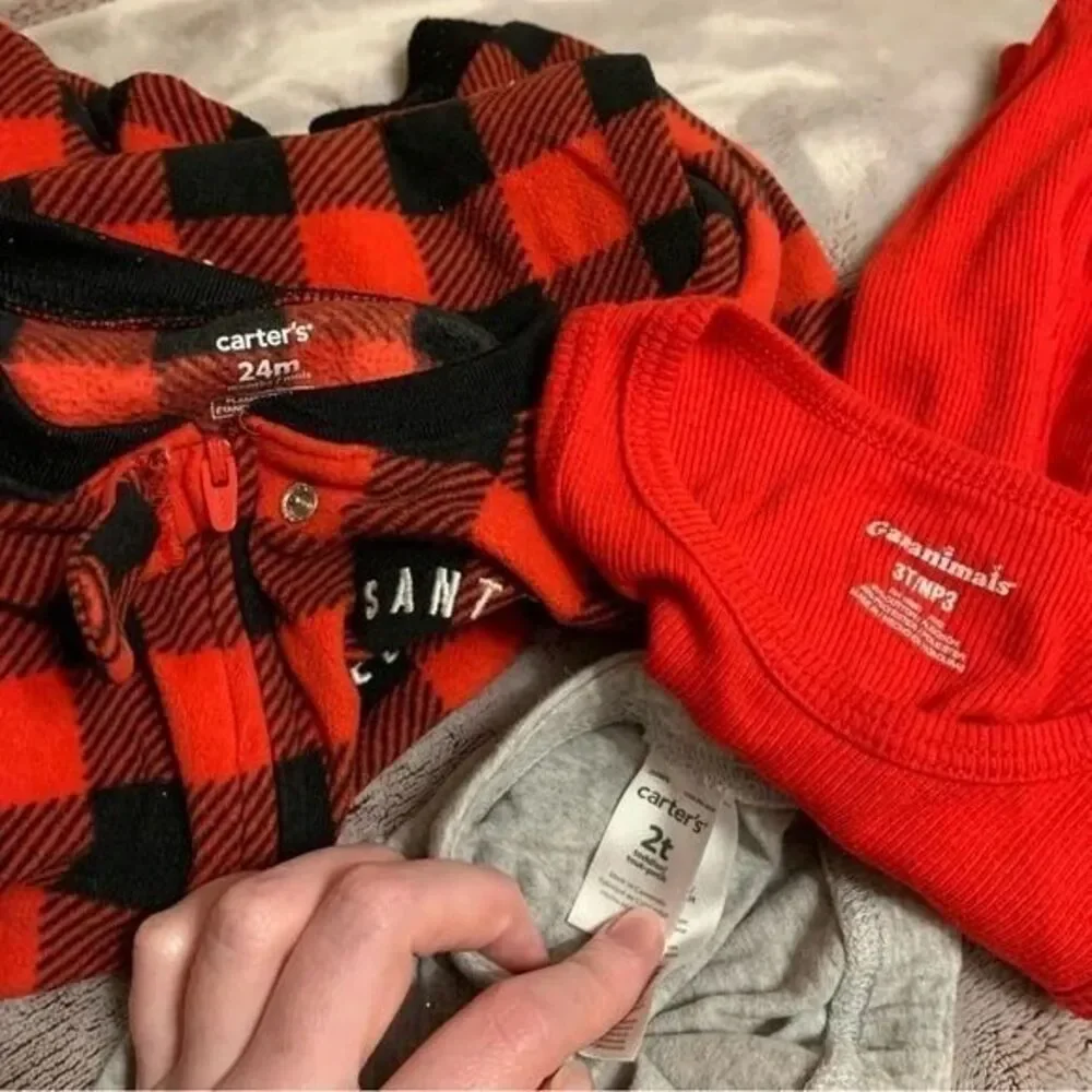 Carter's Buffalo Plaid Santa's Helper 3pc Set Red Tank‎ Gray Pants Holiday 24M